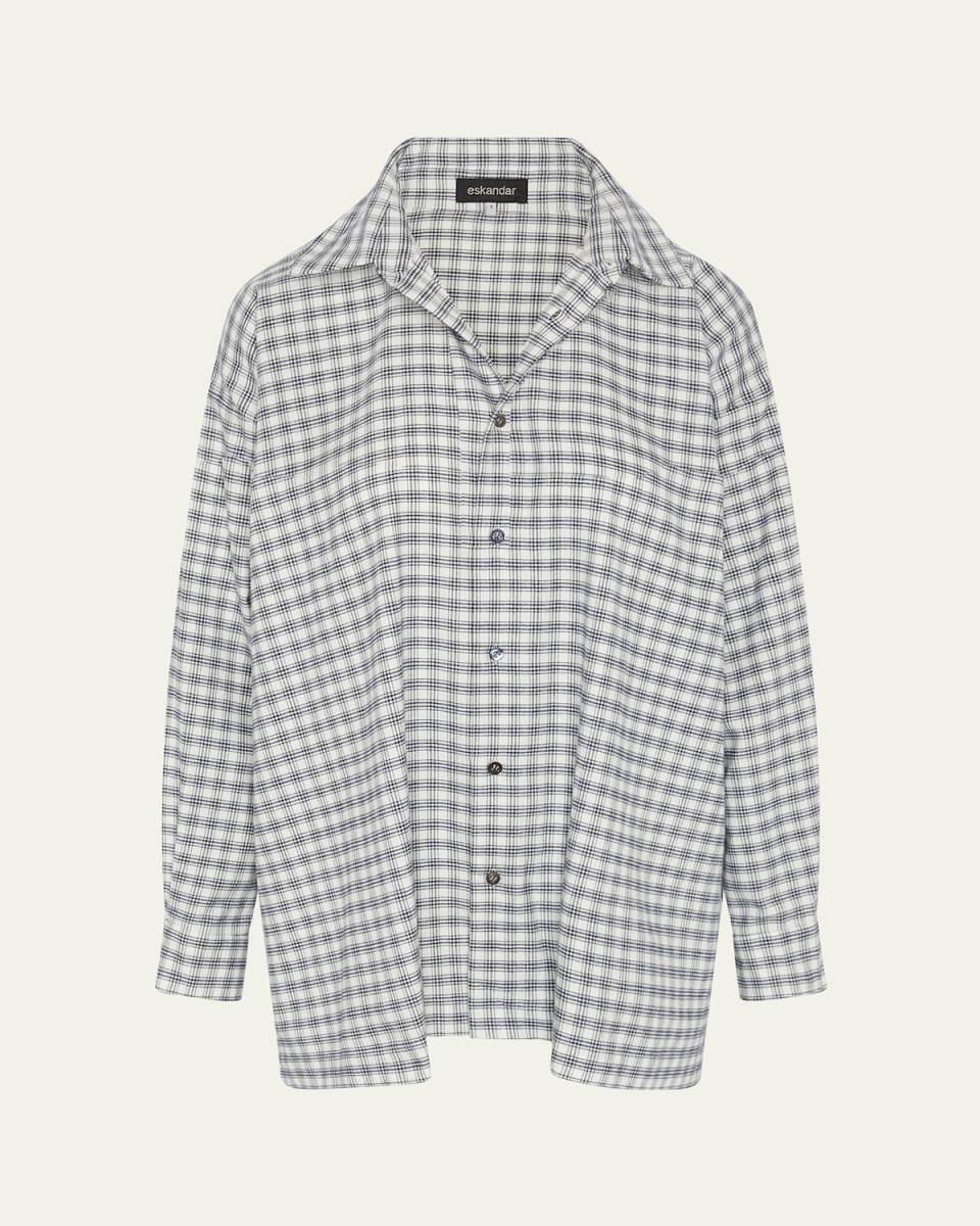 Slim A-Line Shirt With Collar And Stepped Insert (Long Length)